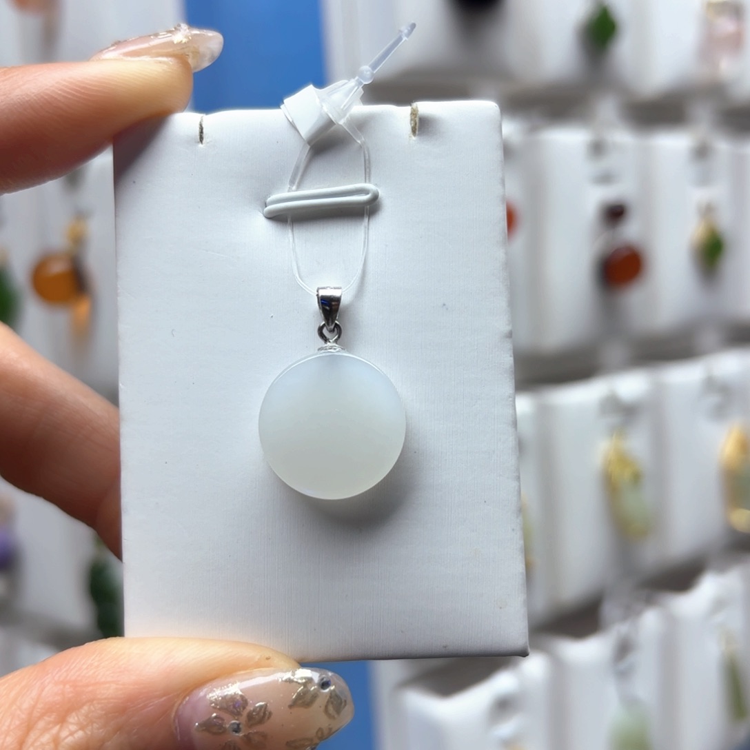 和田玉吊坠(不含链)银S925镶嵌2