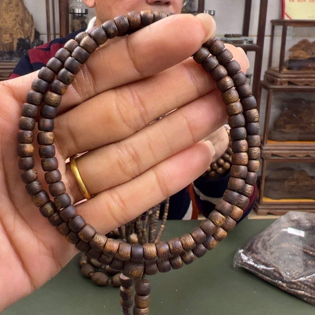 沉香手串海南流油王鼓珠卡5/7g双圈多样性发一