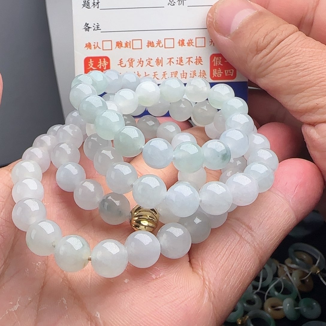 定制翡翠未镶嵌白冰飘花胶润项链卡8.2不退不换