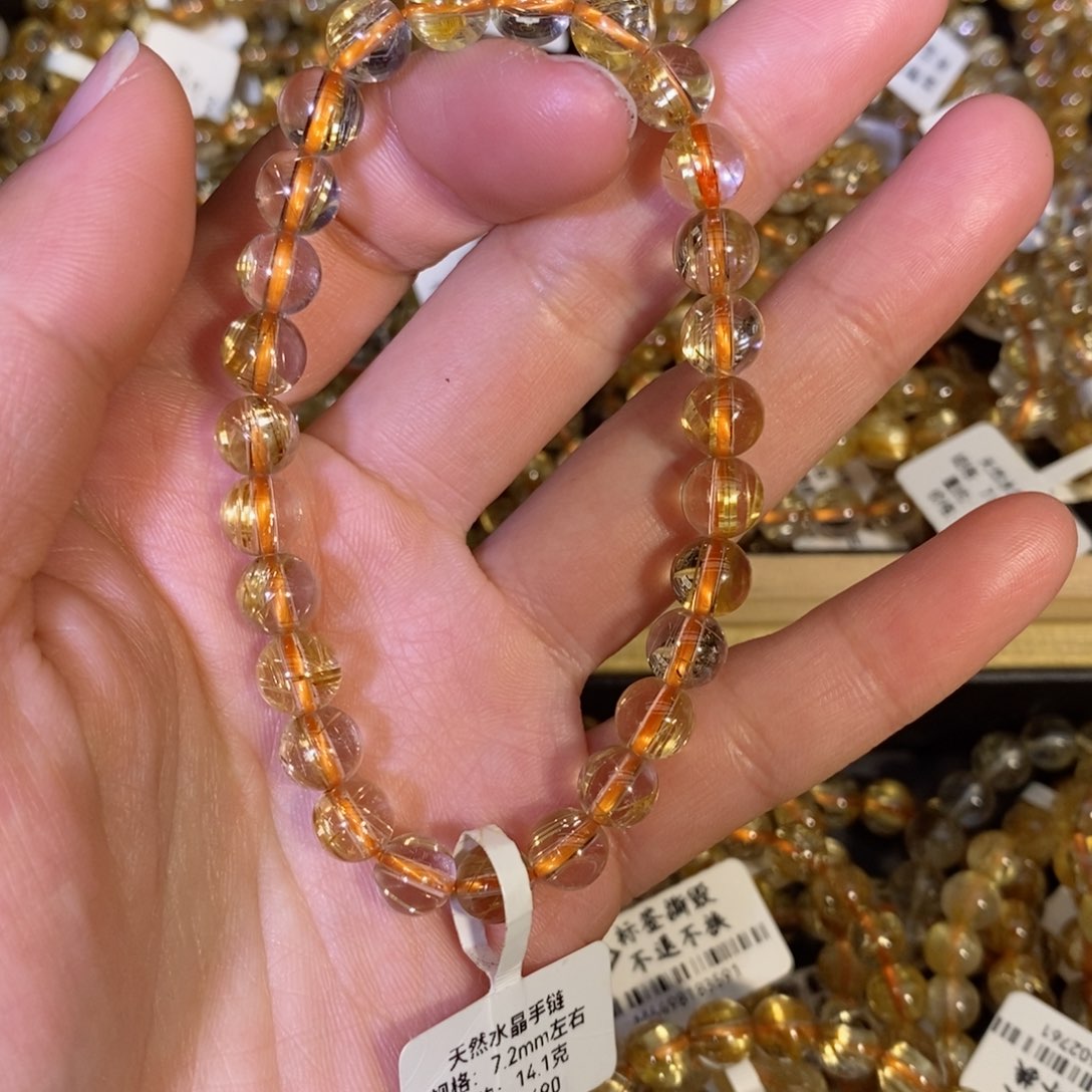 水晶手链未镶嵌爱****金手链7.2mm