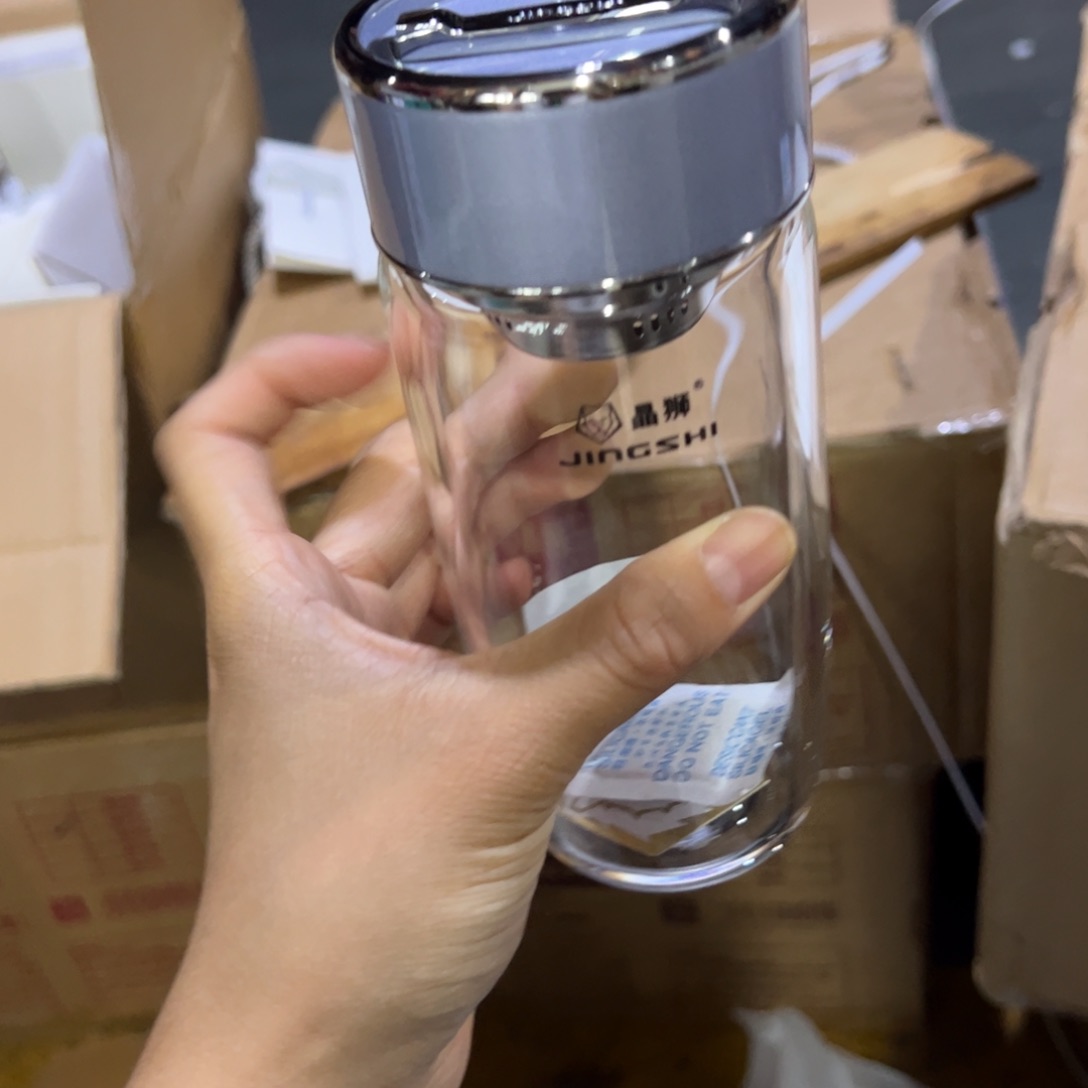 晶单层烫手玻璃杯380提环紫罗兰色