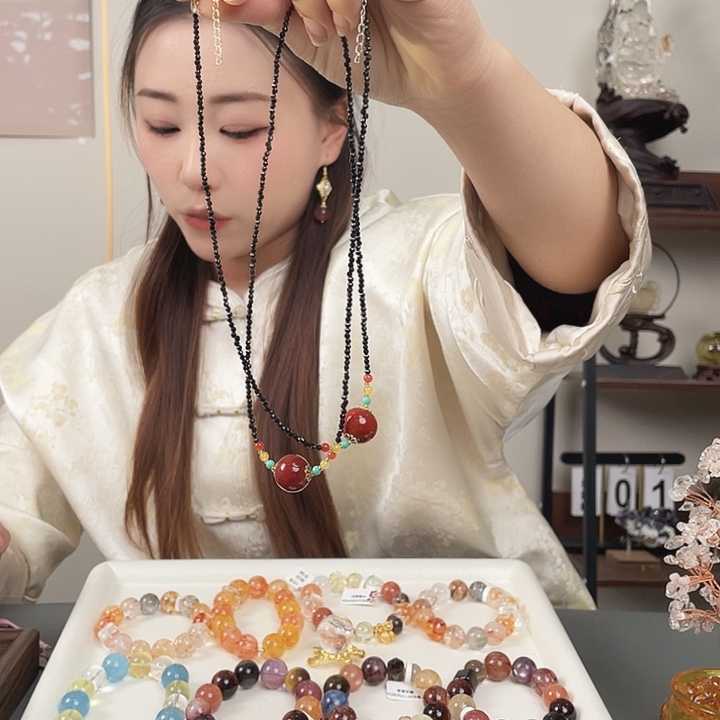 未镶嵌水晶手链南红锁骨链23