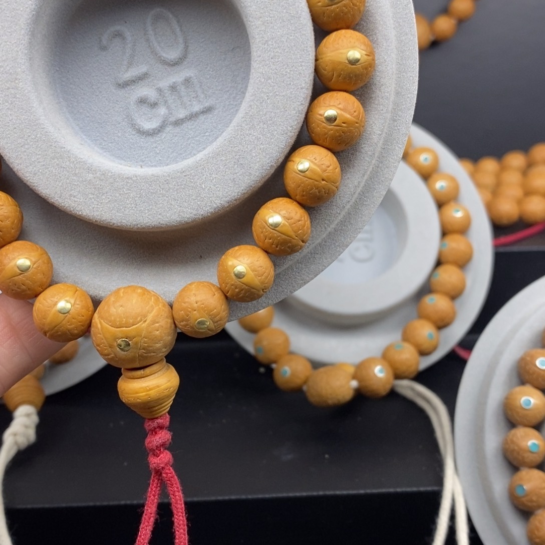 追***郎凤眼菩提手串11+铜钉 尼泊尔原皮原色同树籽 25年新