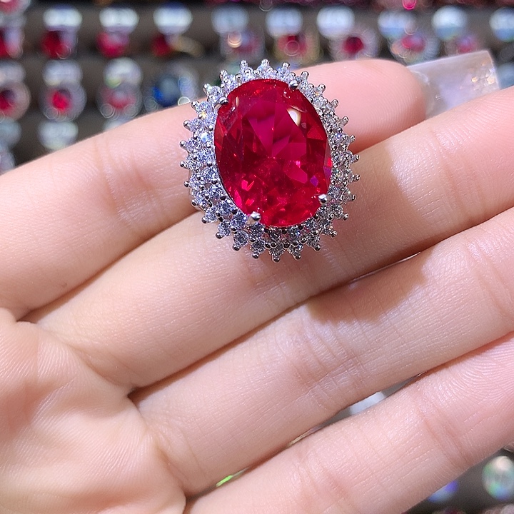 925银鸽血红戒指白