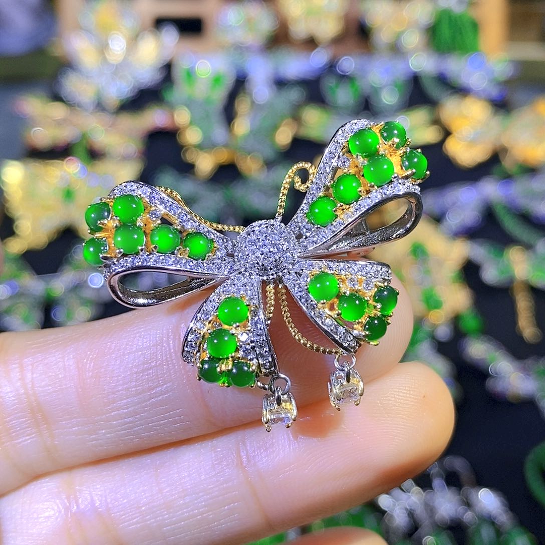 吊坠(不含链)银S925镶嵌翡翠