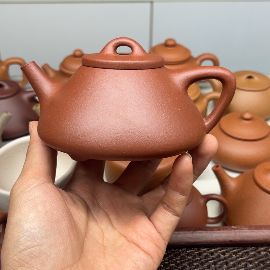 紫砂茶壶石瓢微瑕300ccc红降坡