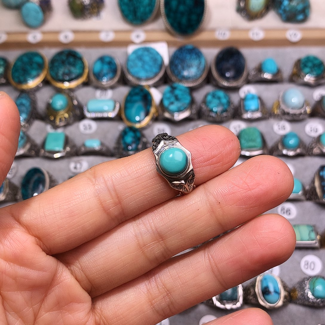 绿松石挂件银S925镶嵌