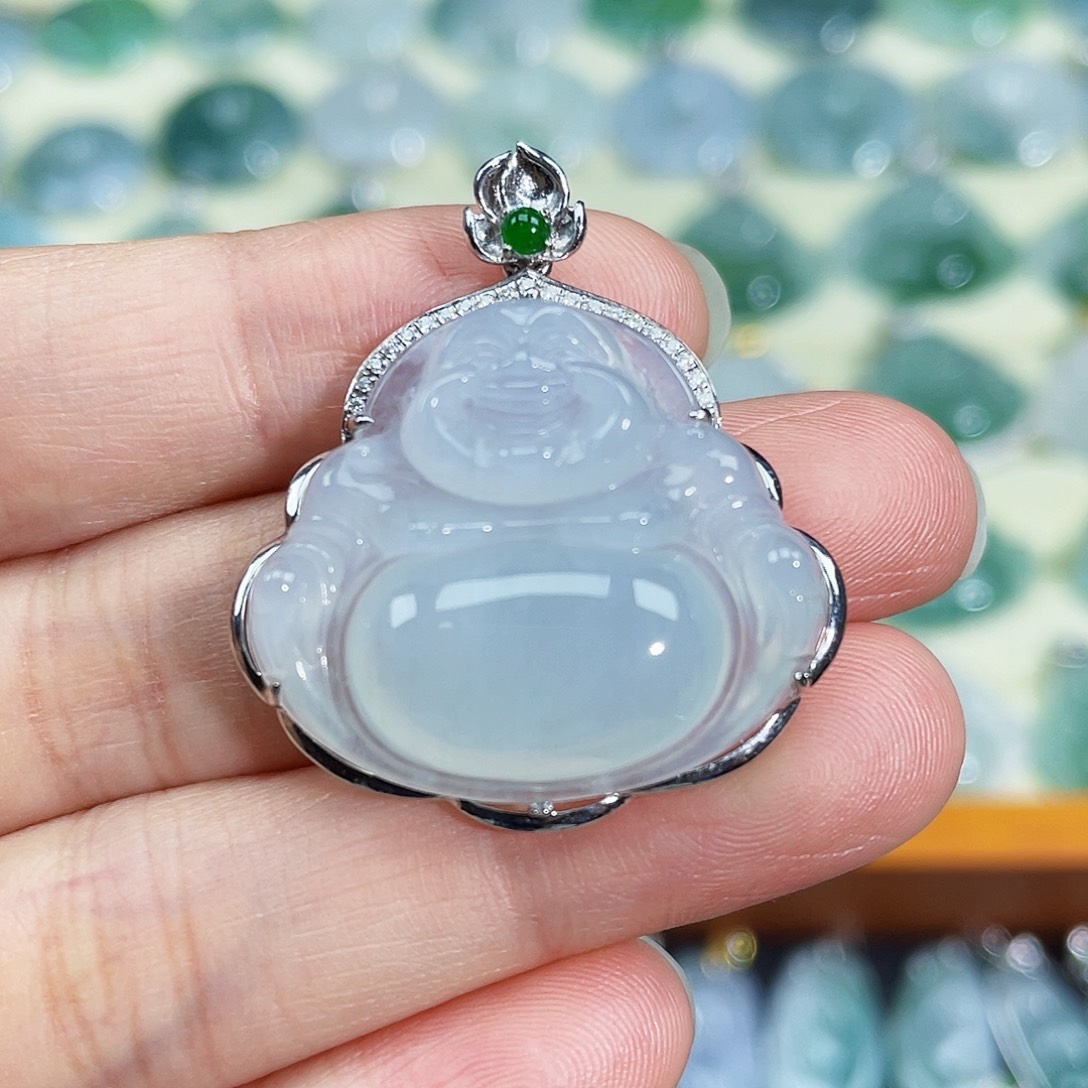 翡翠颈饰18K金镶嵌吊坠