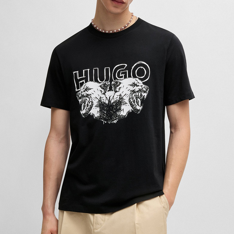 HUGO BOSS雨果博斯男士夏季新款休闲短袖T恤正品潮流时尚宽松半袖