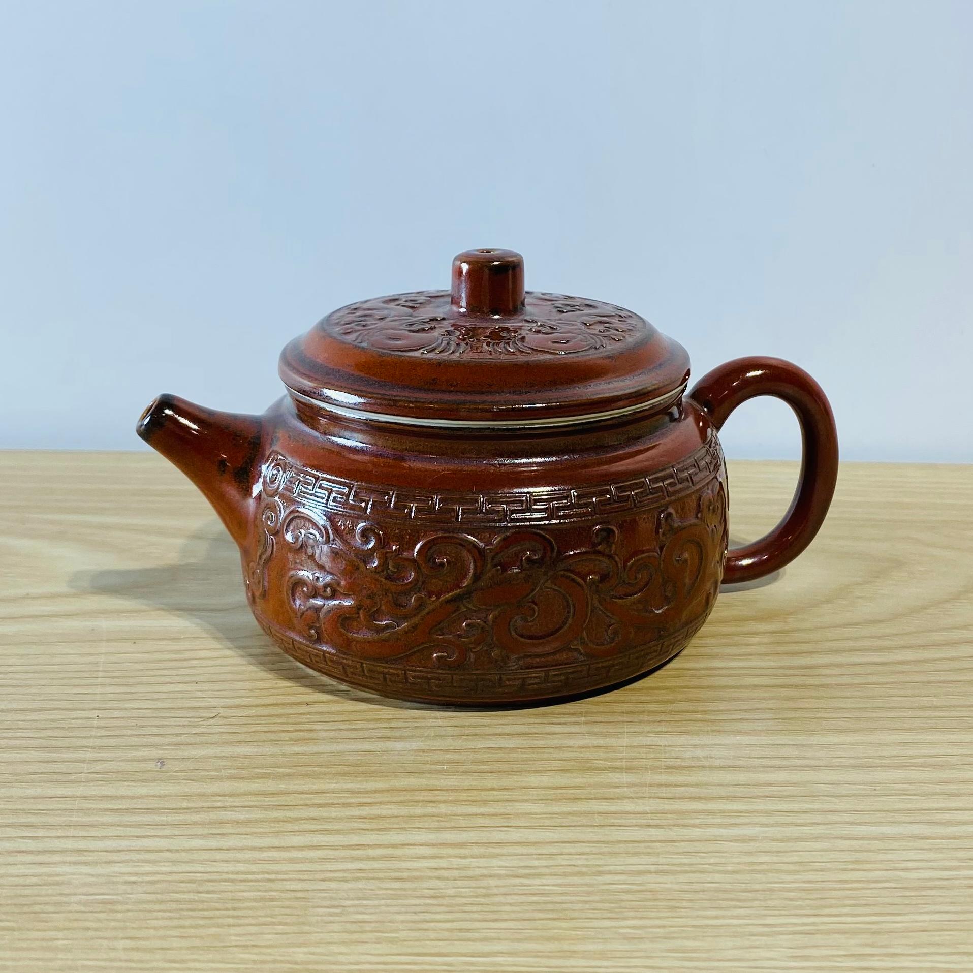 吾游茶器【活力龙纹德钟壶】复古柴烧活力壶