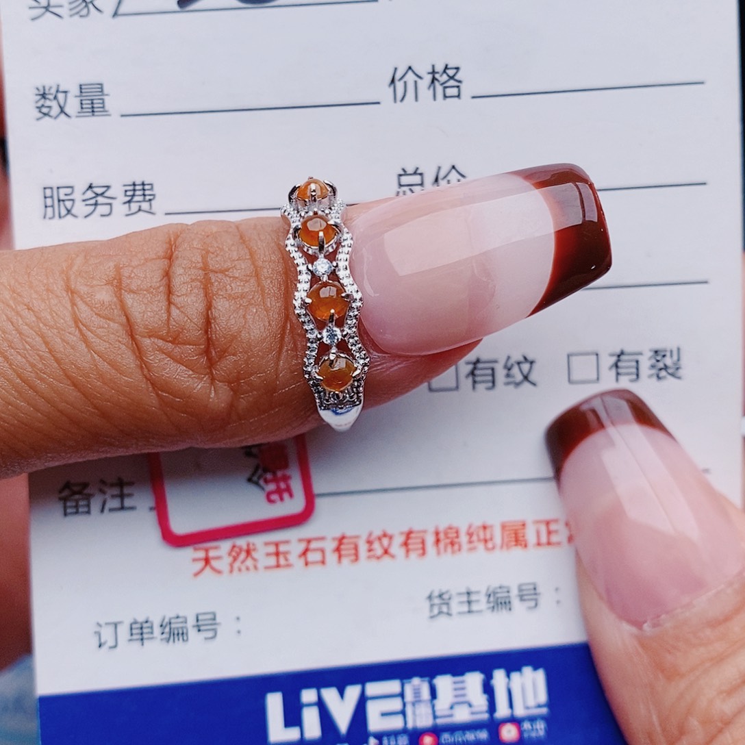 翡翠戒指银S925镶嵌戒指