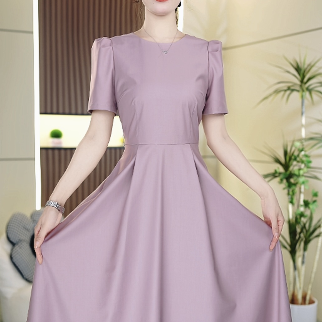 【上新定制】46103 S-XL 夏季新款简约高端香芋紫小众女装连衣裙
