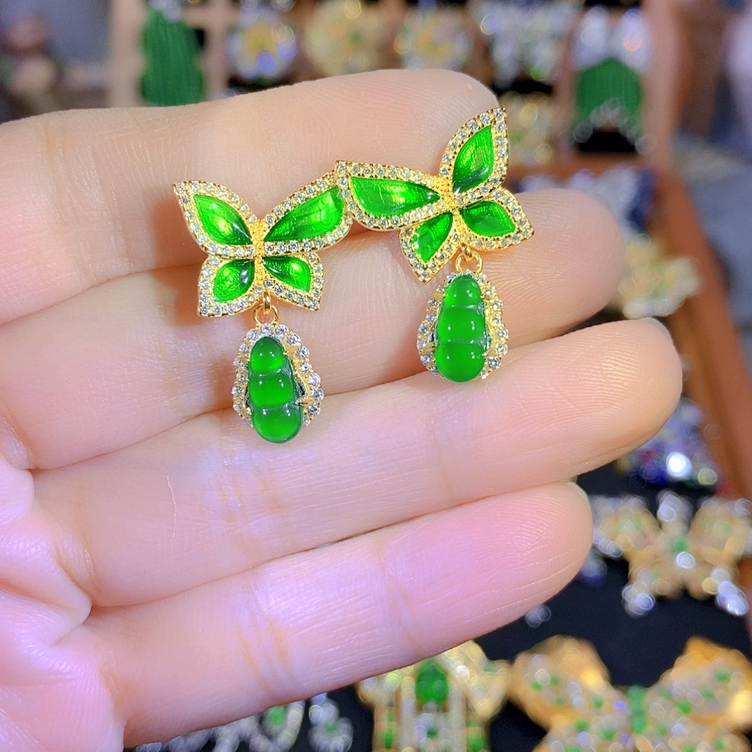 吊坠(不含链)银S925镶嵌翡翠