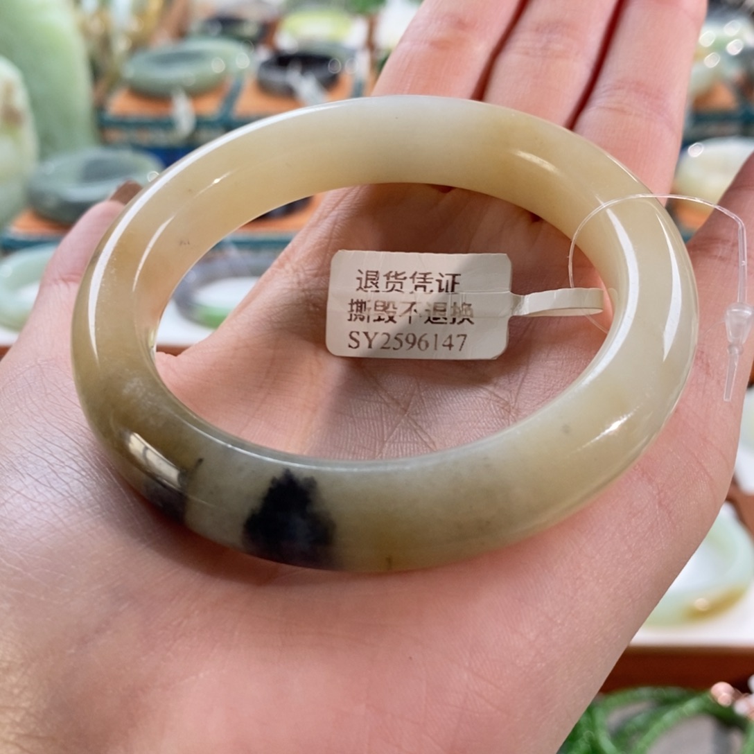 和田玉未镶嵌手镯楼兰三色58➕