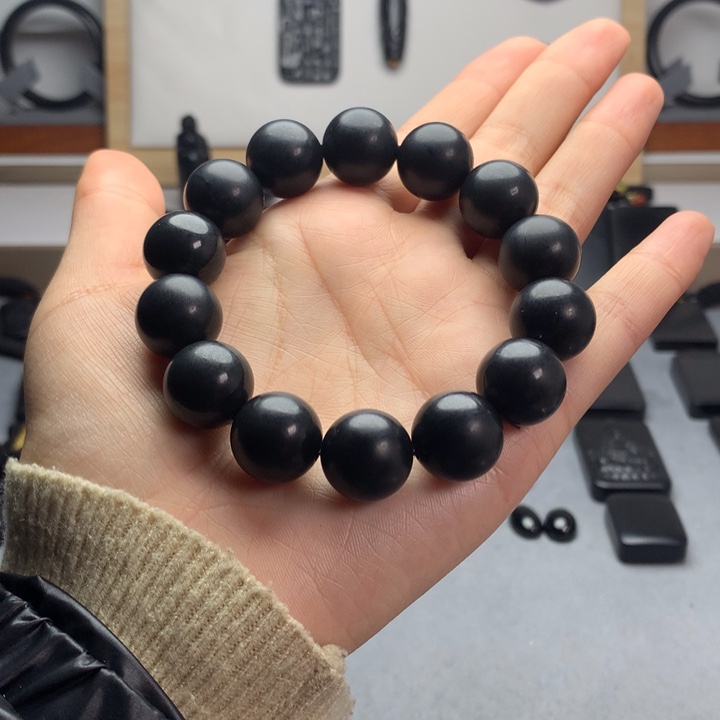 和田玉（墨玉）未镶嵌手串特价16mm