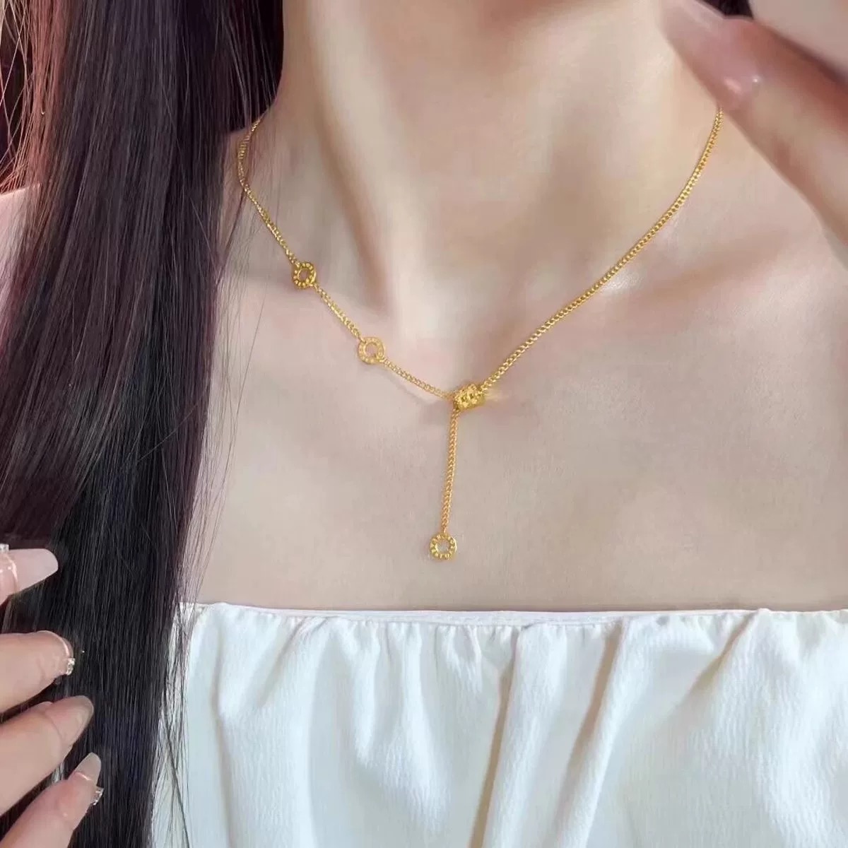 铜合金项链 流苏小蛮腰项链爆款轻奢小众高级锁骨链饰品