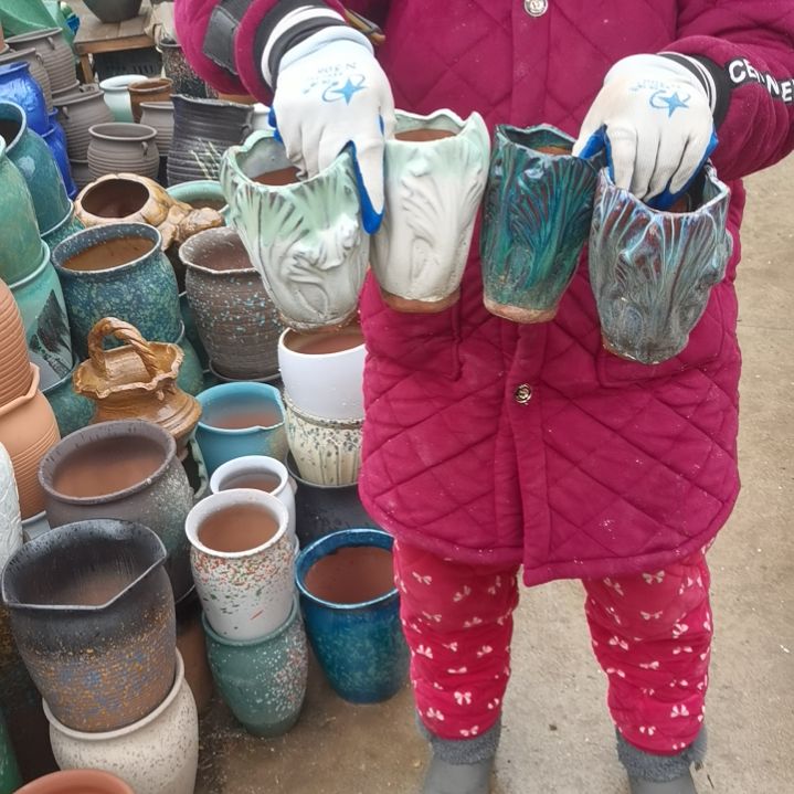 红陶口9高15瑕疵颜随机四个盆