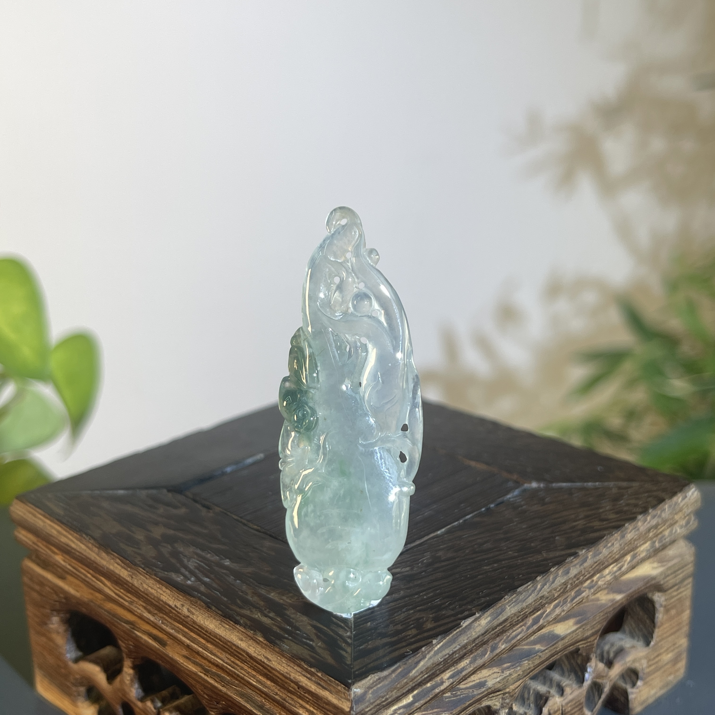 JTW23-71 天然缅甸A货翡翠  人参如意