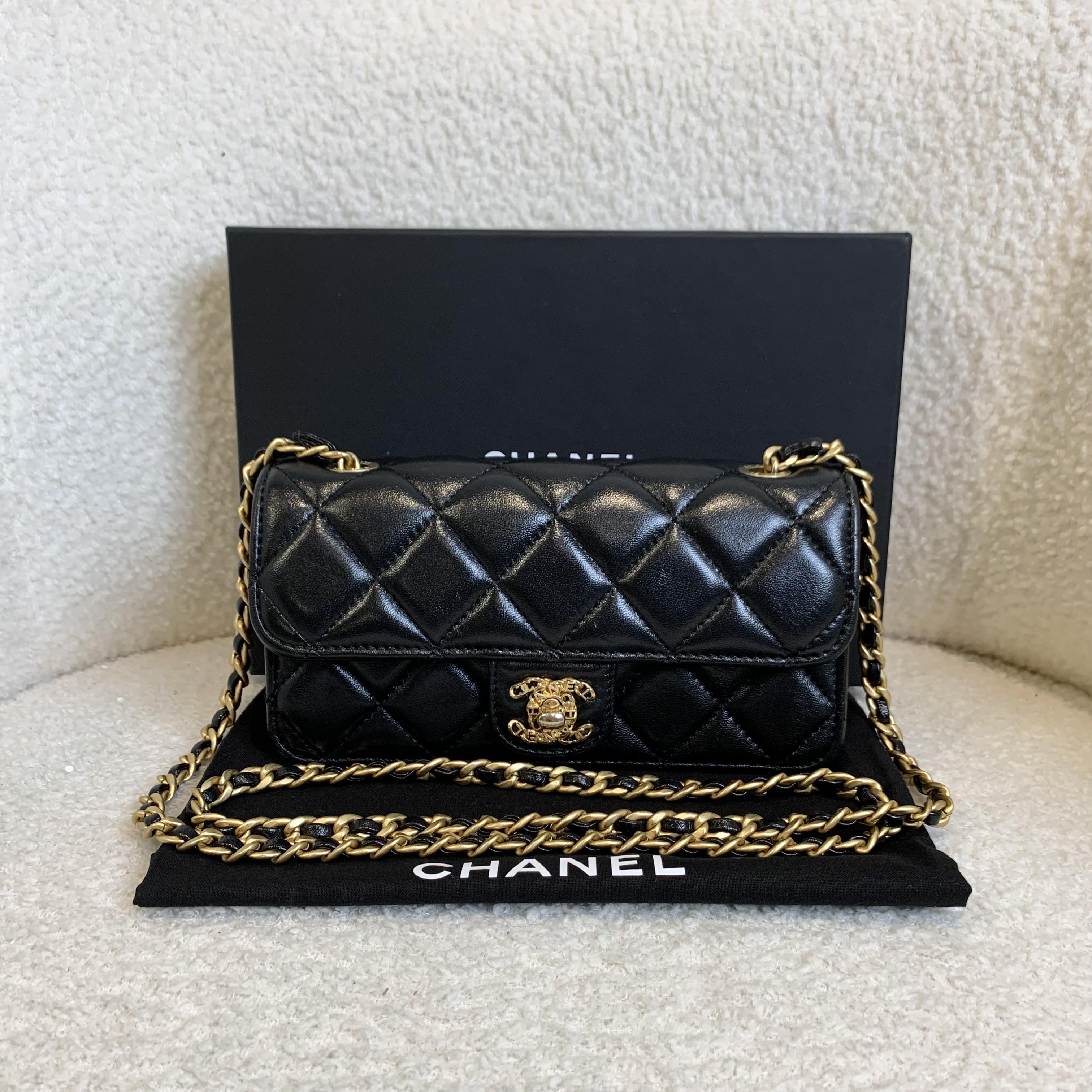 99新 Chanel/香奈儿 十一壹臻/23A黑金小法棍包 89924858