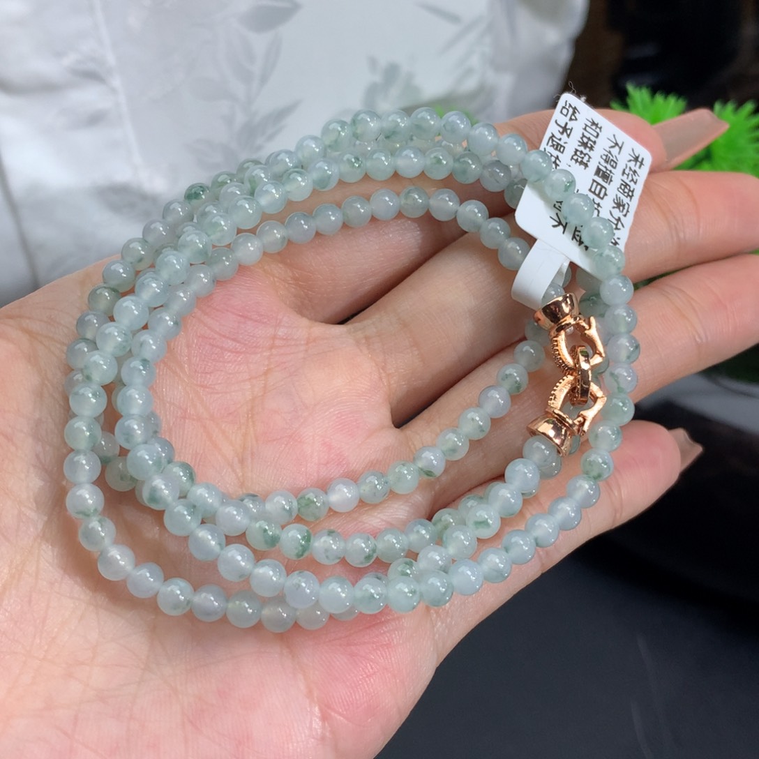 翡翠手链未镶嵌卡3.8冰胶蓝飘花项链