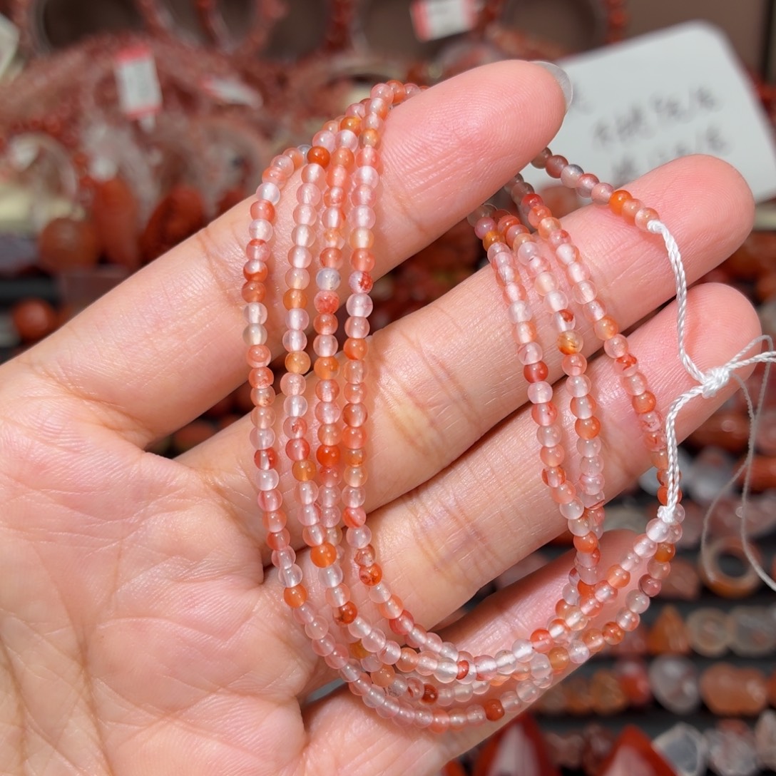 南红玛瑙未镶嵌颈饰糖果色小米珠多圈2+