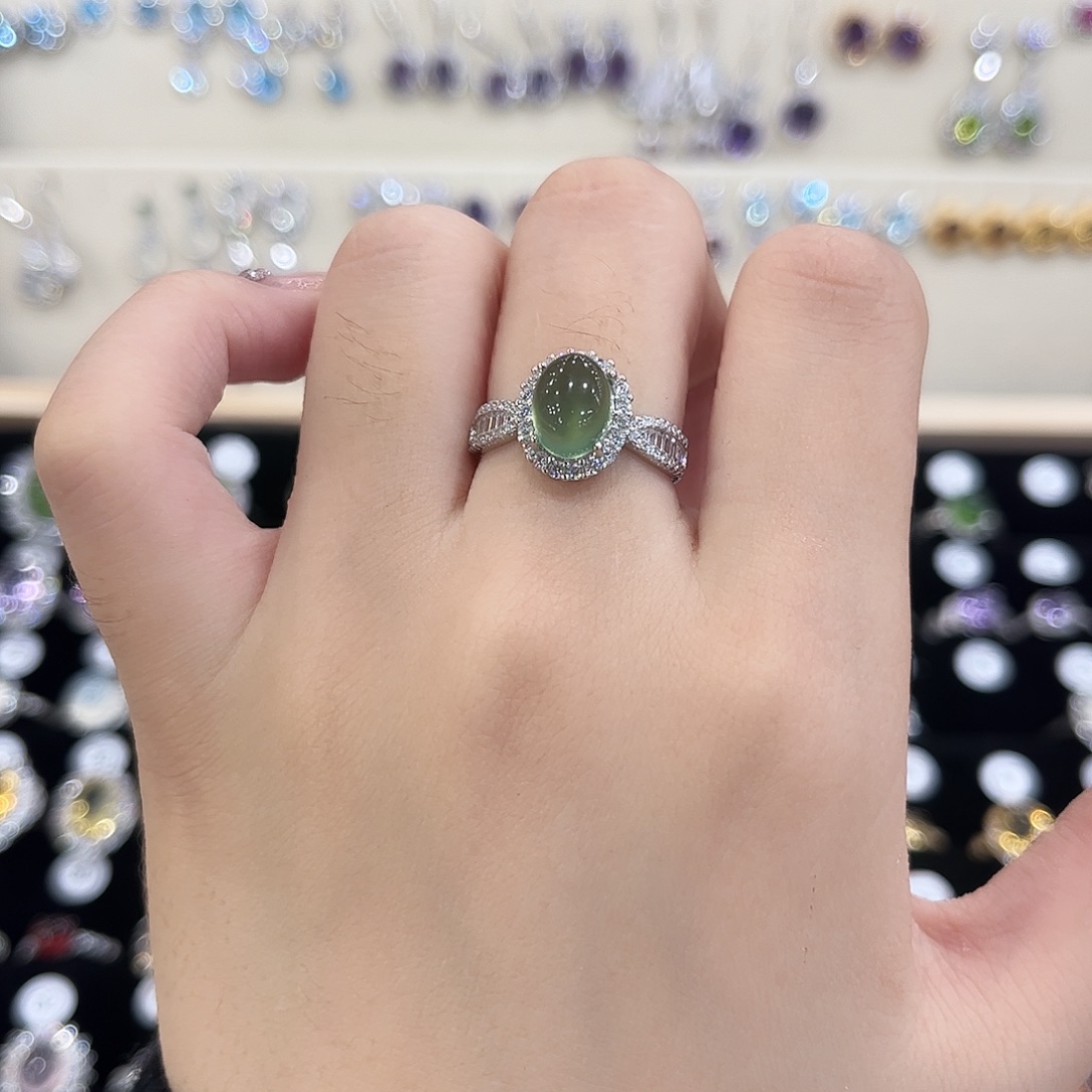 ****呀岫玉银S925镶嵌戒指