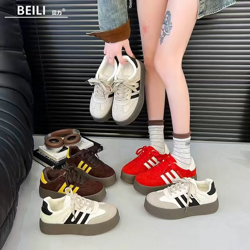 【新光夫妇专属】【BEILI】秋冬季加棉女鞋厚底德训鞋女鞋休闲鞋
