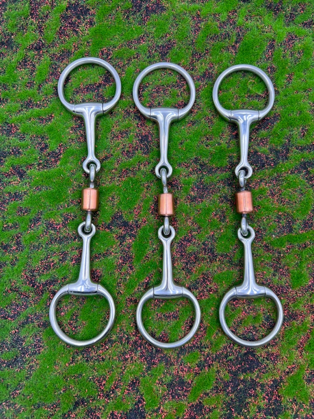 不锈钢小三节口衔中间铜可转动口衔