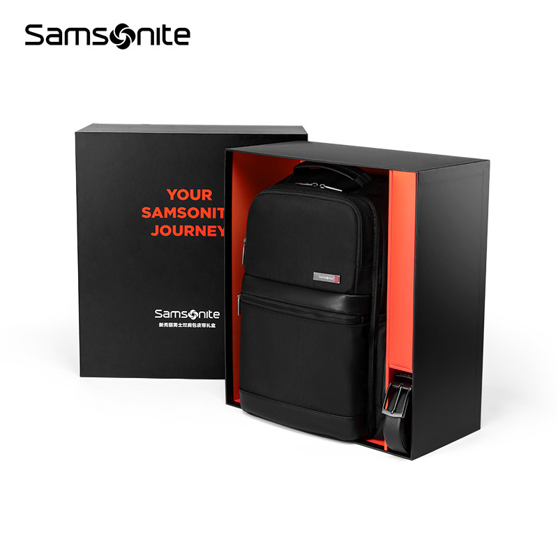 Samsonite/新秀丽大容量男士双肩背包轻便休闲旅行商务电脑包礼盒