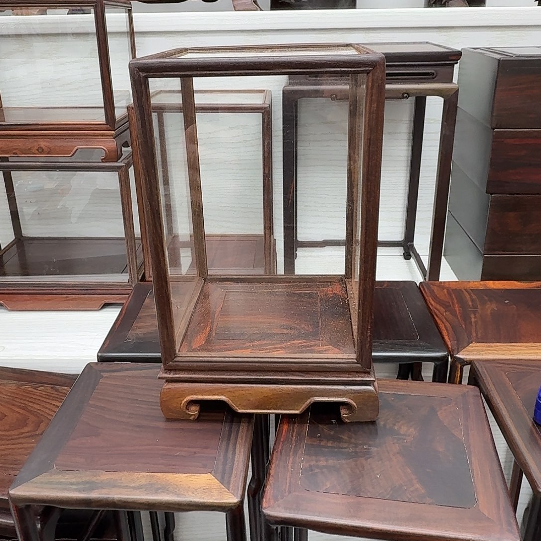 木大红酸枝12正方玻璃罩