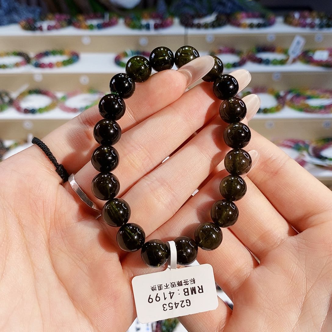 碧玺手链未镶嵌G2453素圈颜色微差