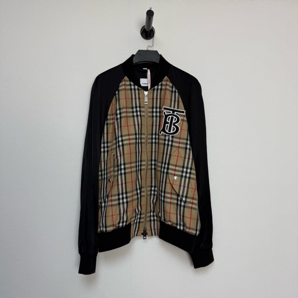 未使用 BURBERRY/博柏利 格纹丝绸TB棒球服/48码