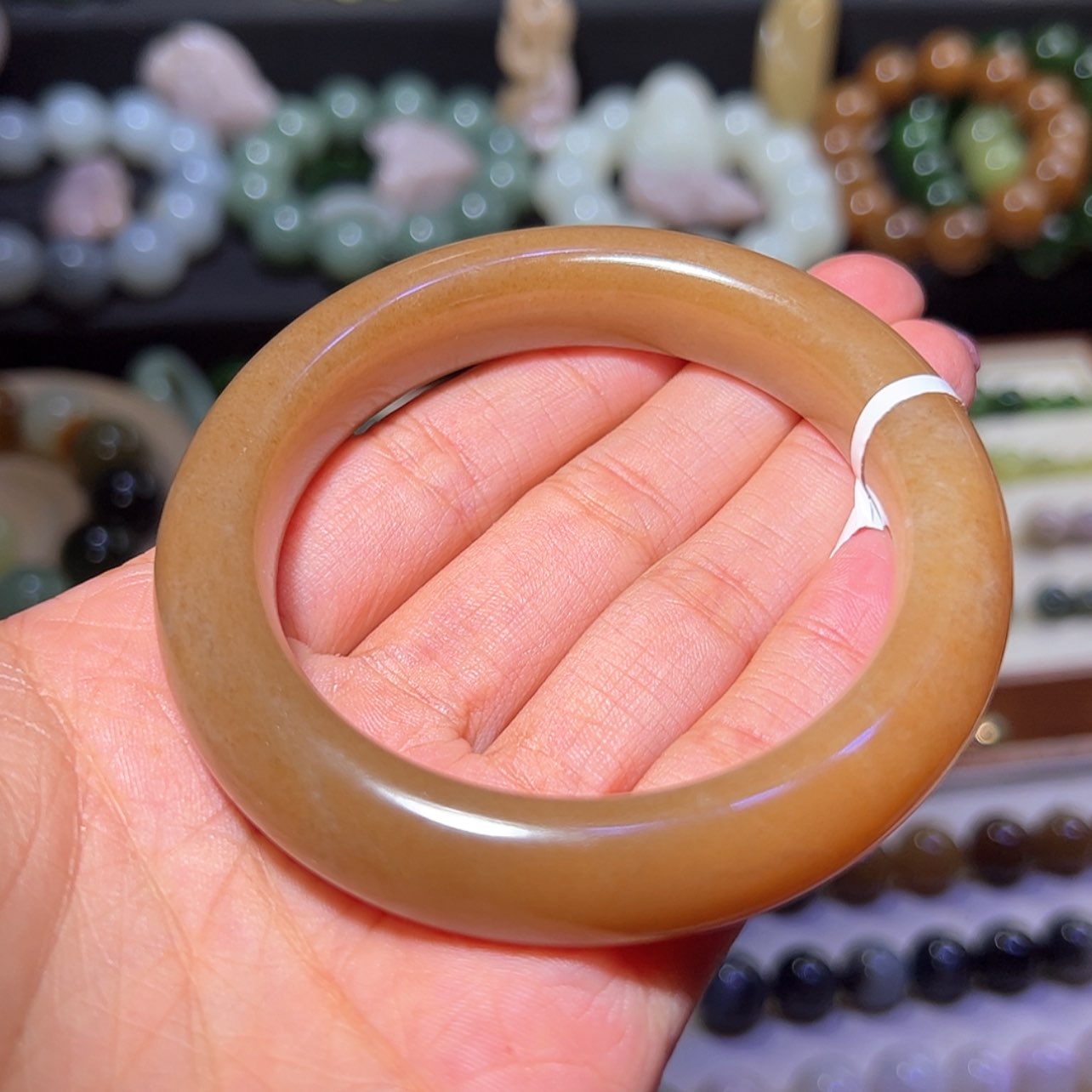 【闪购商品】和田玉（糖玉）手镯55x14x11mm未镶嵌且末红糖手镯