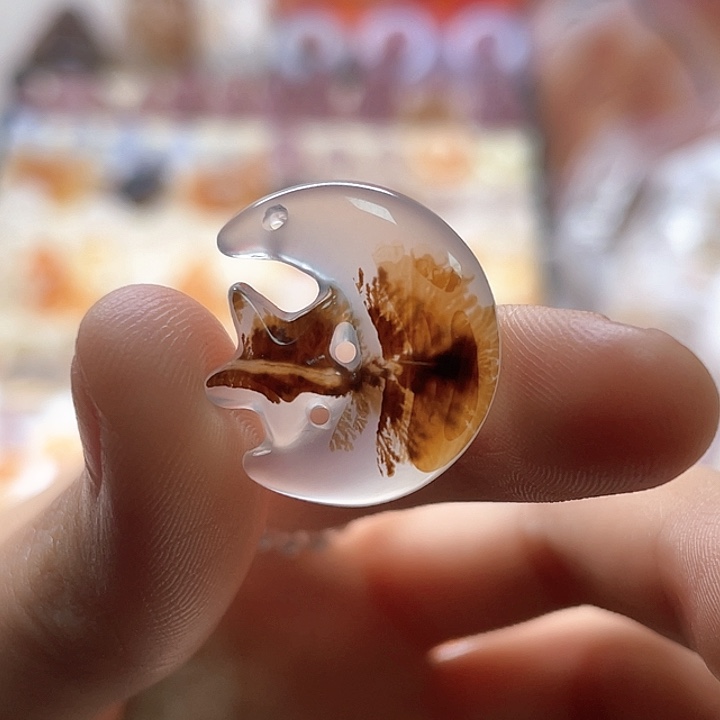 玛瑙/玉髓未镶嵌玛瑙草花星月