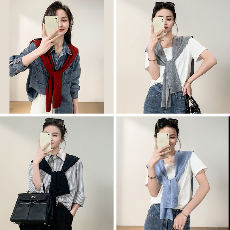 针织披肩女外搭2025春秋新款薄款空调房纯色百搭护肩颈