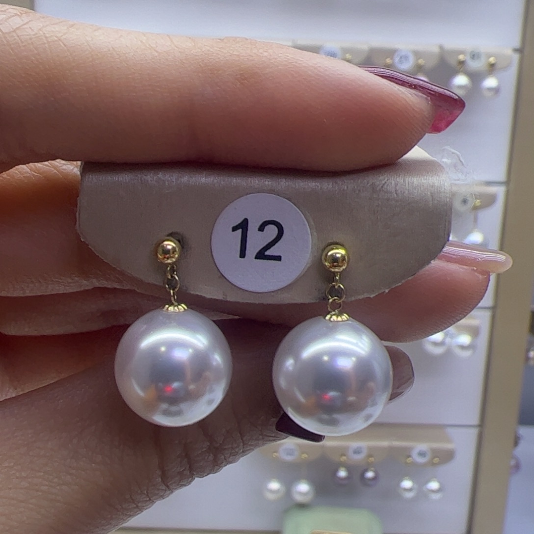 淡水珍珠耳饰18K金镶嵌
