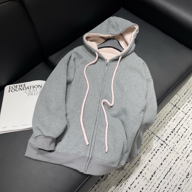 KW【智性灰】深圳南油新款美式撞色拉链加厚时尚中长款加绒卫衣外套