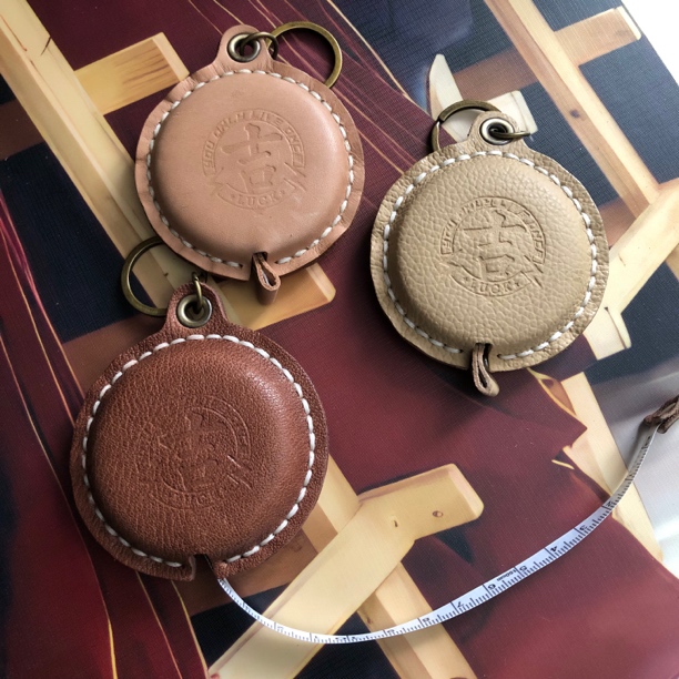 【谷道】头层牛皮手工尺子钥匙扣挂件