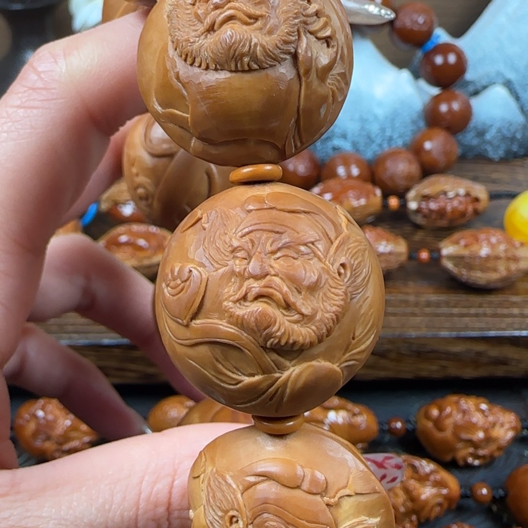 橄榄核手串/手链尺寸25浮雕钟馗手串
