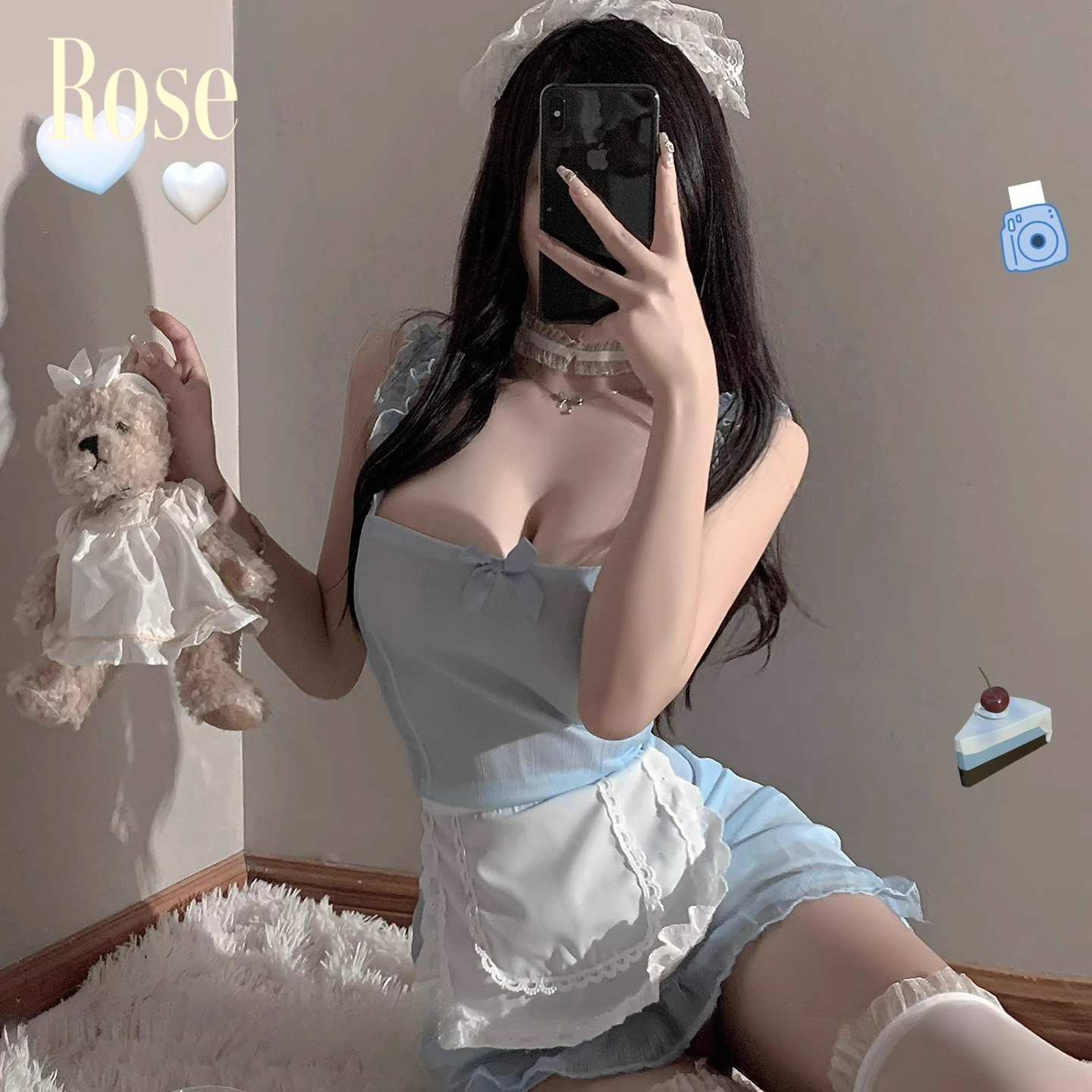 Rose*奶味小厨娘*大码*纯欲吊带显瘦小女仆露背可爱少女睡裙