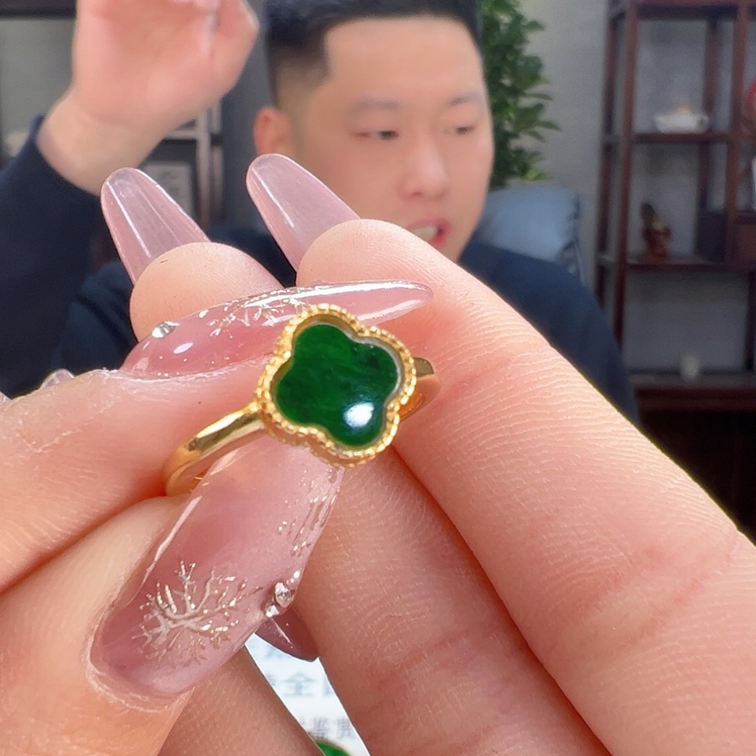 翡翠戒指银S925镶嵌戒指9