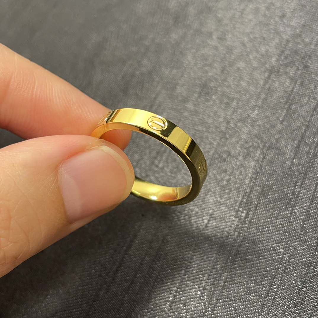 铜合金戒指 精工卡戒4mm金色指环光面戒指轻奢高定时尚情侣戒