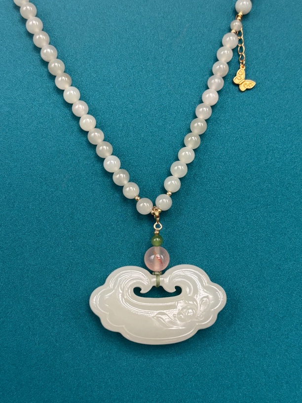 031310XY和田玉青海料如意锁一体链