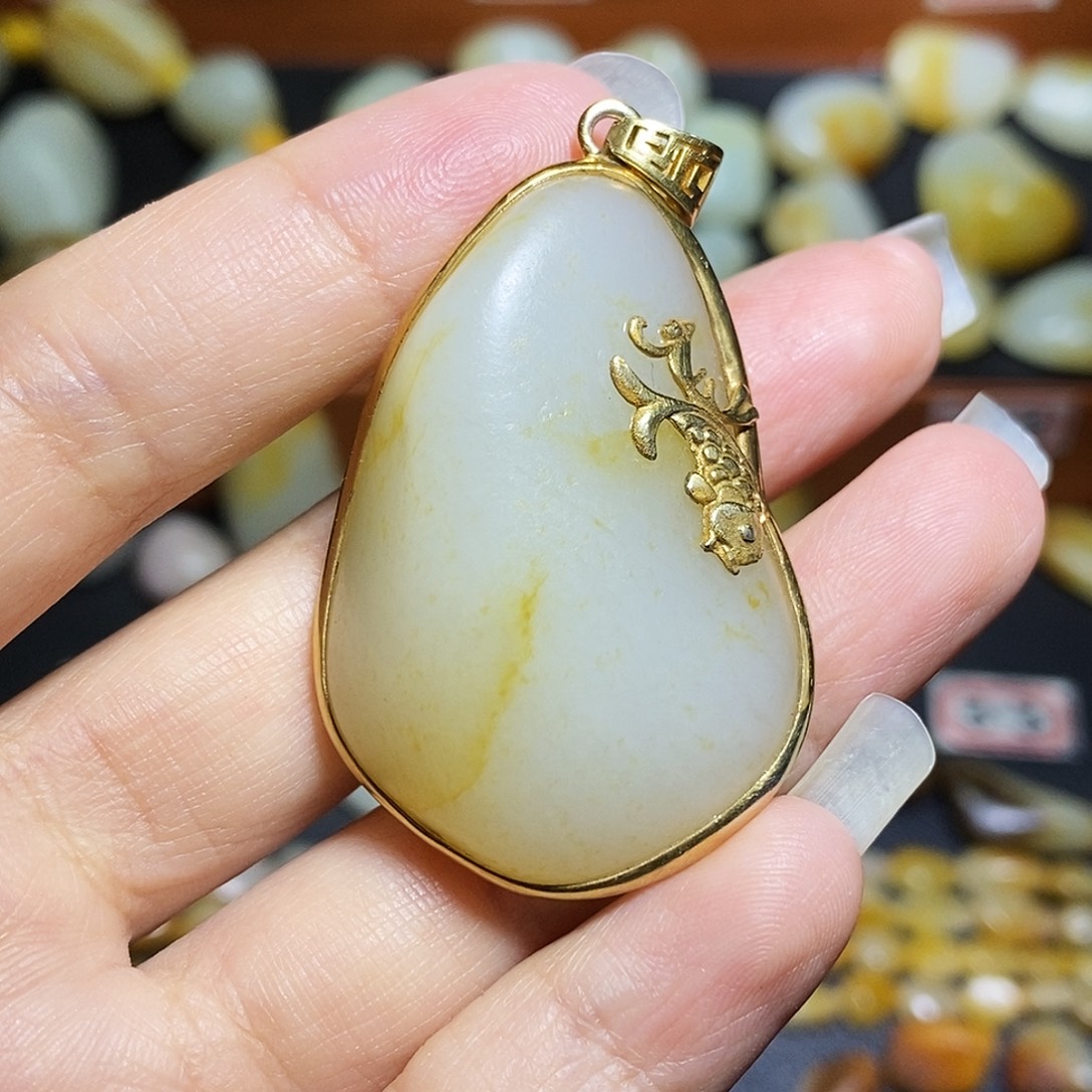 和田玉银S925镀金镶嵌手链