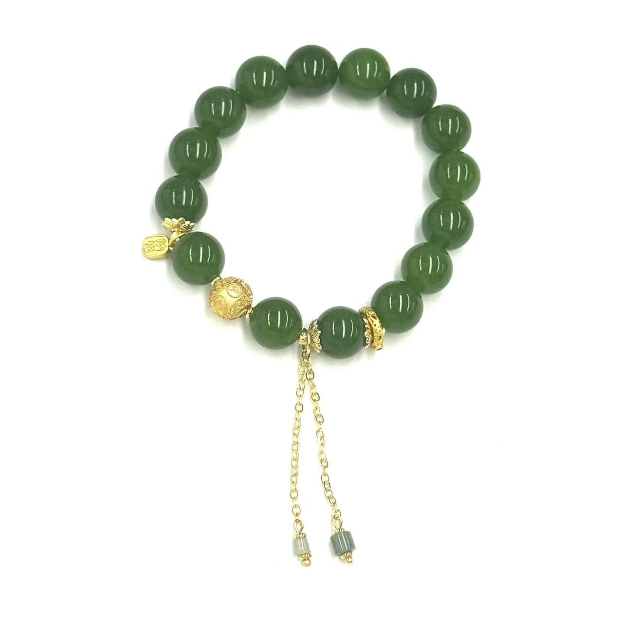 【符老板】s1158-国风原创设计款金宝绿圆珠手串-赠礼盒