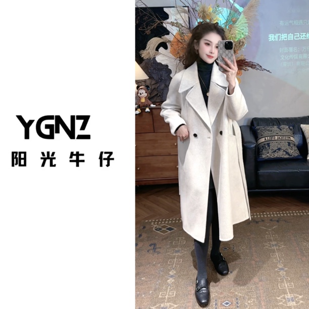 【阳光牛仔】“首尔恋人” 韩系气质长款保暖羊毛大衣
