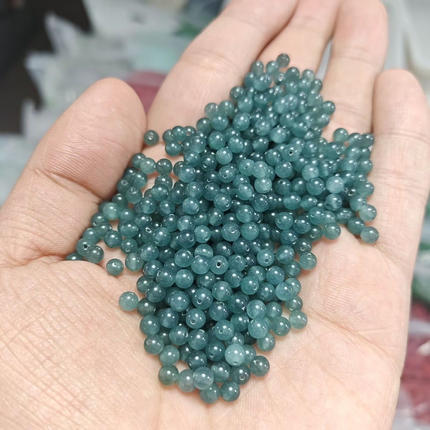 天然翡翠A货珠子