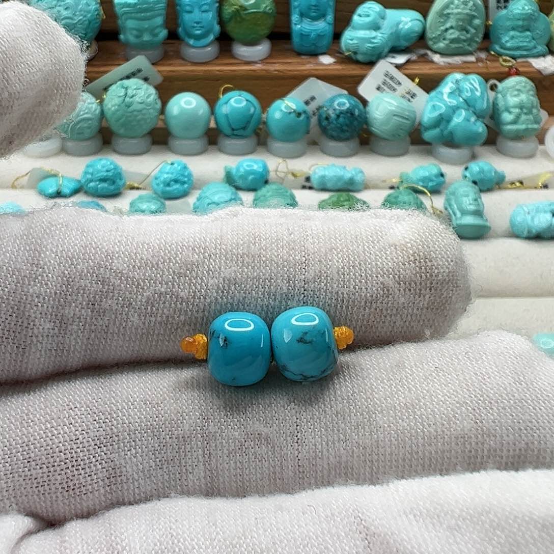 绿松石老型对珠 未镶嵌