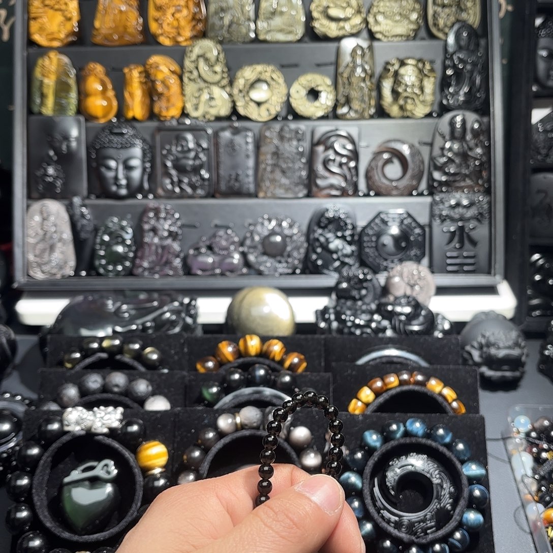 灯***塔黑曜岩未镶嵌手链