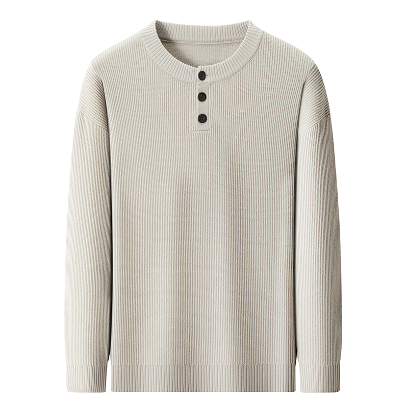 ”The Feel“格调圆领纽扣设计长袖卫衣